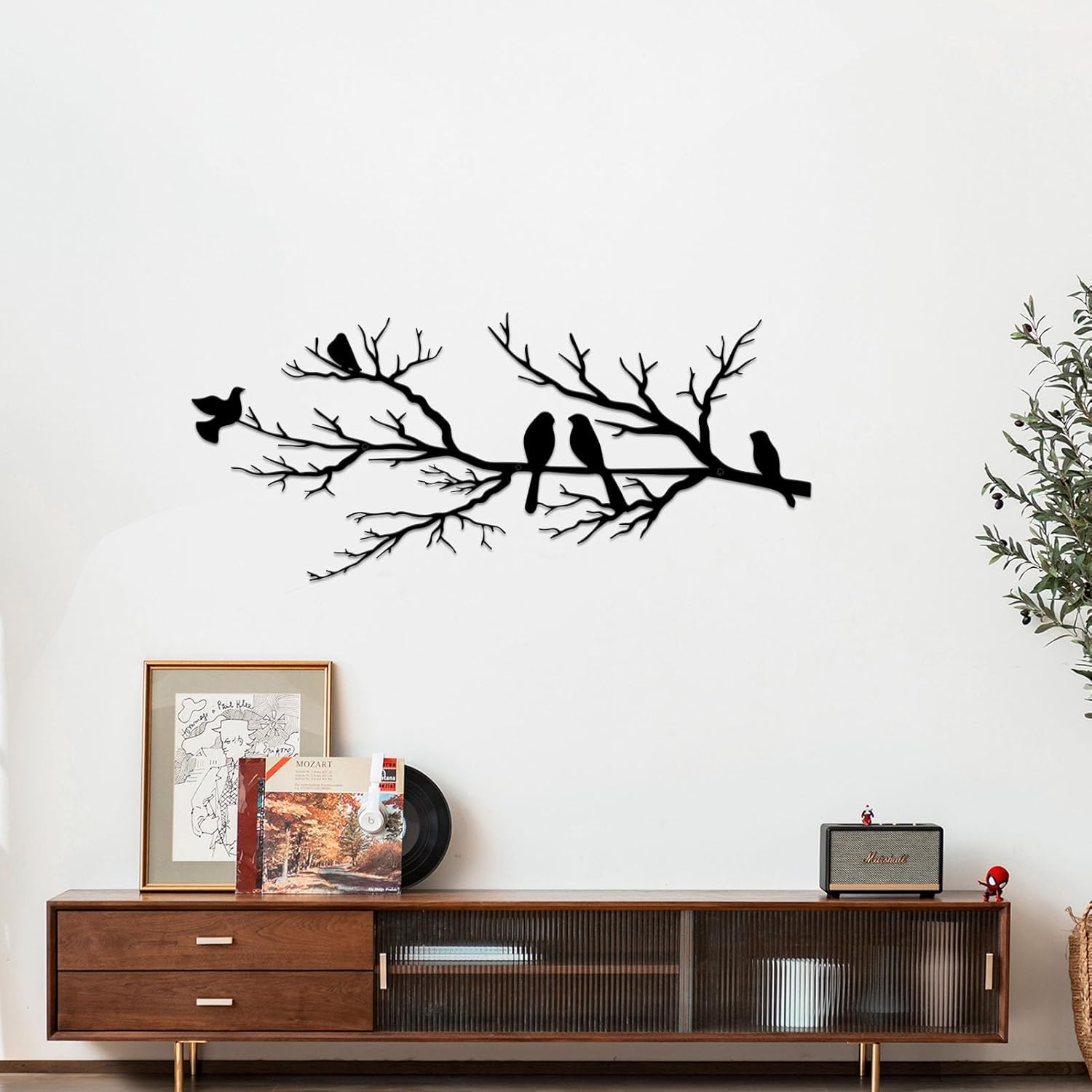 ESTART Metal Birds Wall Art, Metal Vivid Birds on Branch Silhouette ...